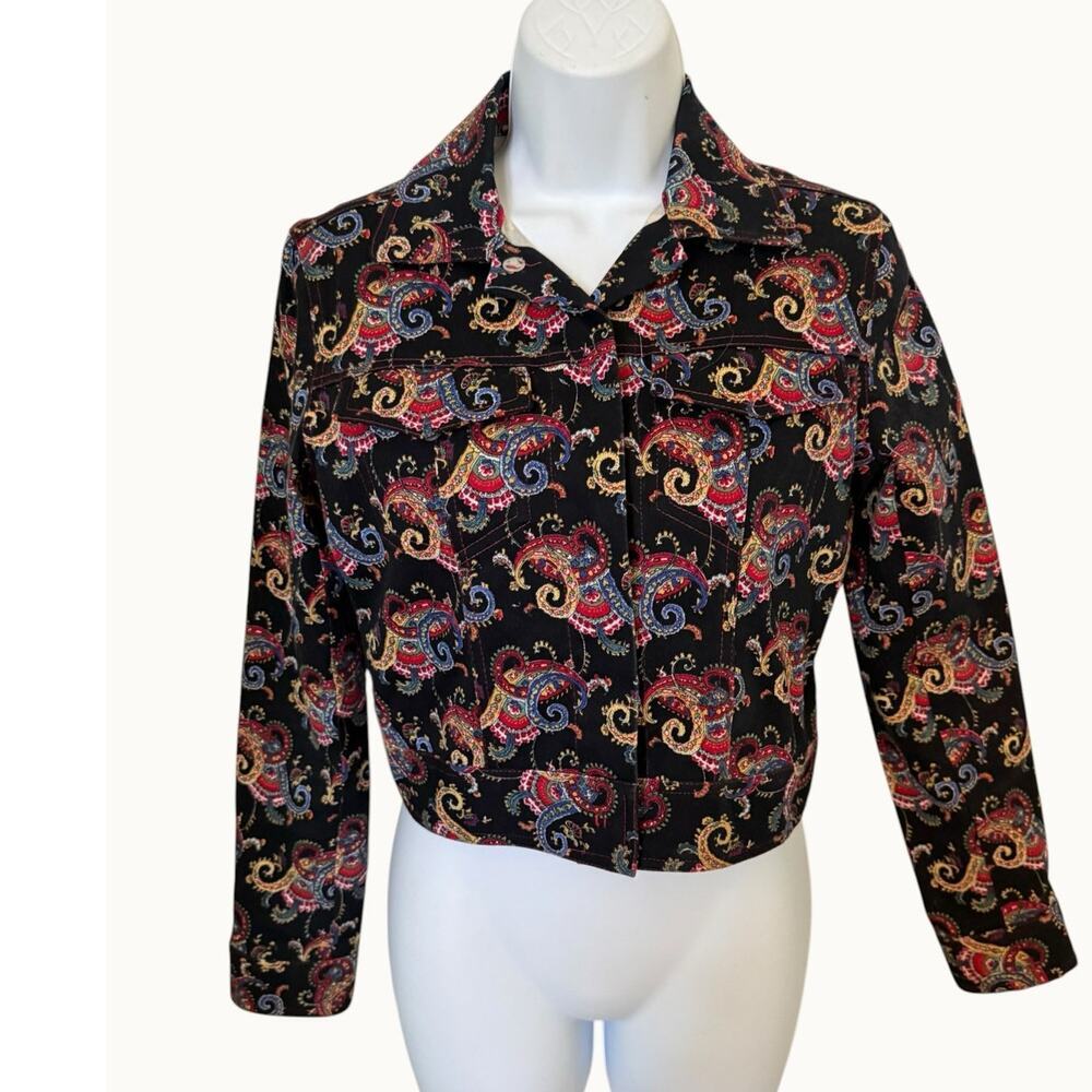 Vintage Y2K Virtue Paisley Boho Jacket Snap Front M